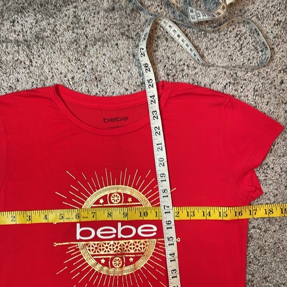 Bebe Woman’s Y2K Red Short Sleeve Fitted T Shirt Size Large - Picture 5 of 5